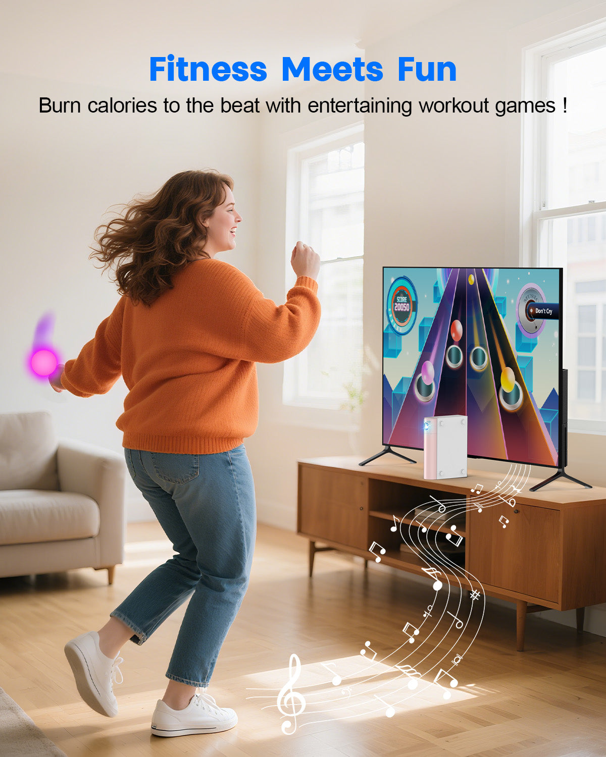 Motion Sensing Game Console - 28 Fun Games, HD Output, Family Entertainment for All Ages, Compatible with TV, PC, Projector—White&Pink