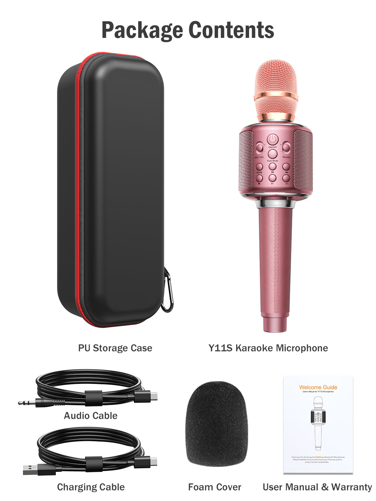 Wireless Bluetooth Karaoke Microphone, Built-in Loud Speaker for 10H Playback, Add Reverb/Duet Mode/Earbuds Monitoring, Portable Karaoke Machine for Entertainment & Singing Practice (Rose Gold)