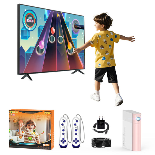 Motion Sensing Game Console - 28 Fun Games, HD Output, Family Entertainment for All Ages, Compatible with TV, PC, Projector—White&Pink