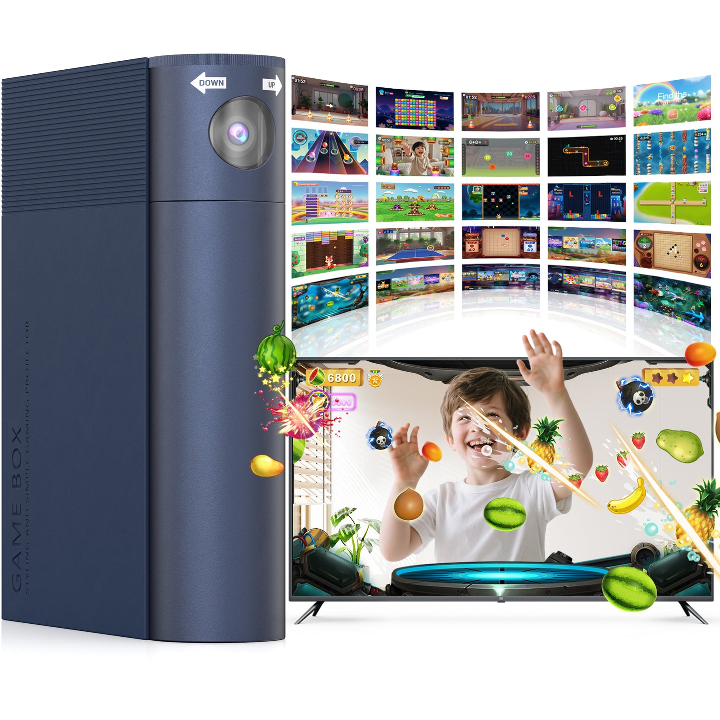 MetFut AR Motion Gaming Console for Kids: Learning & Active Play Game System for Enhanced Logic & Coordination & Fitness. Video Game System with Adjustable Camera. (Navy Blue)