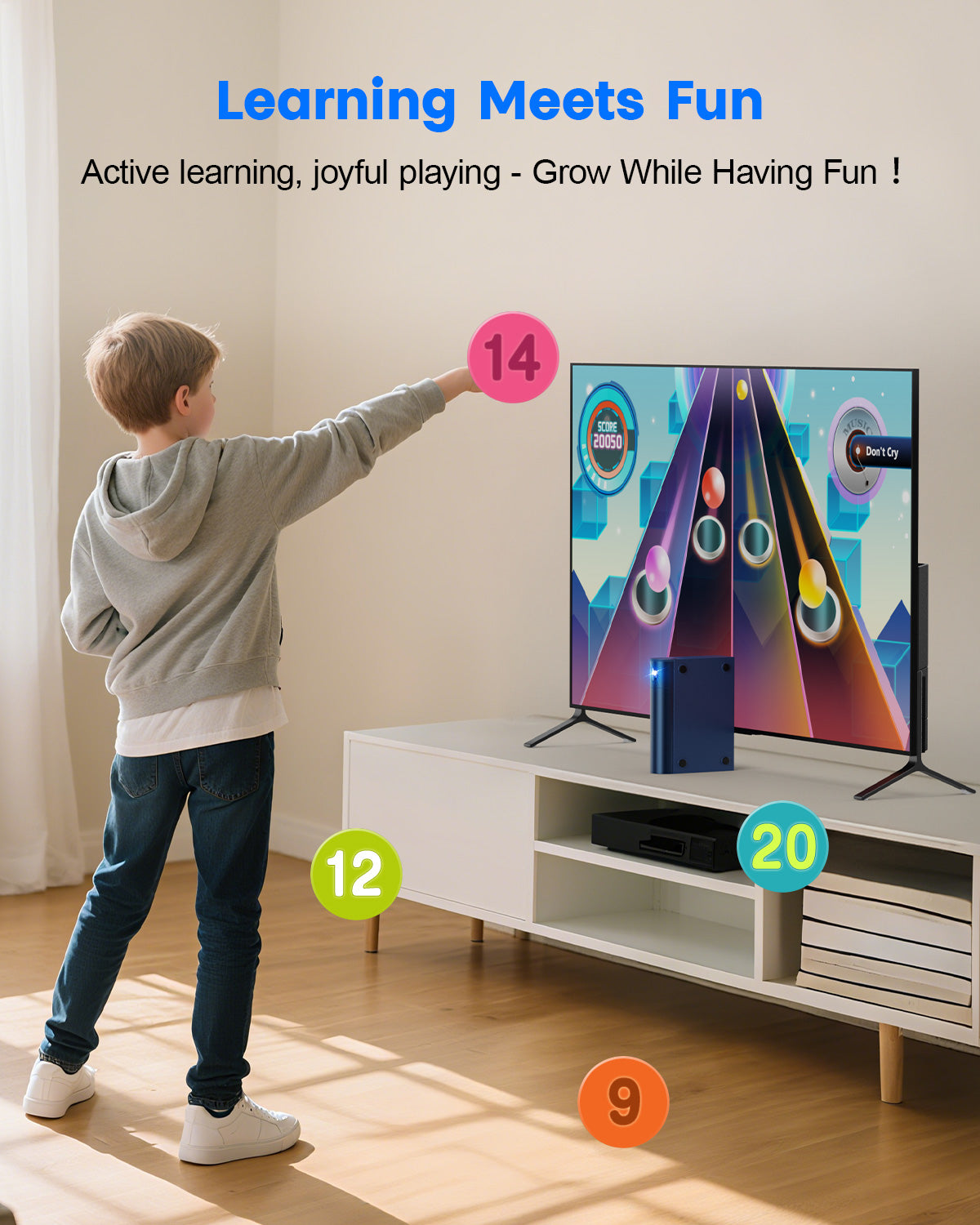 MetFut AR Motion Gaming Console for Kids: Learning & Active Play Game System for Enhanced Logic & Coordination & Fitness. Video Game System with Adjustable Camera. (Navy Blue)
