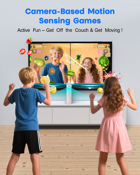 Motion Sensing Game Console - 28 Fun Games, HD Output, Family Entertainment for All Ages, Compatible with TV, PC, Projector—White&Pink