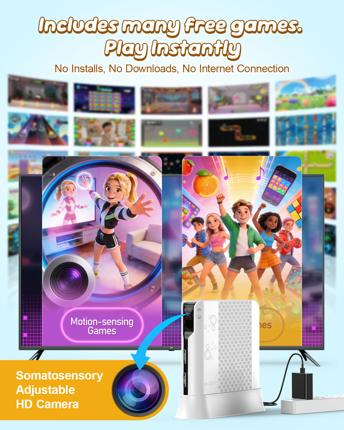 AR Motion Game Console for Kids & Adults Plug & Play TV Games, Indoor Physical Interactive Play, Ideal for Family Game Nights, Playtime & Playdates