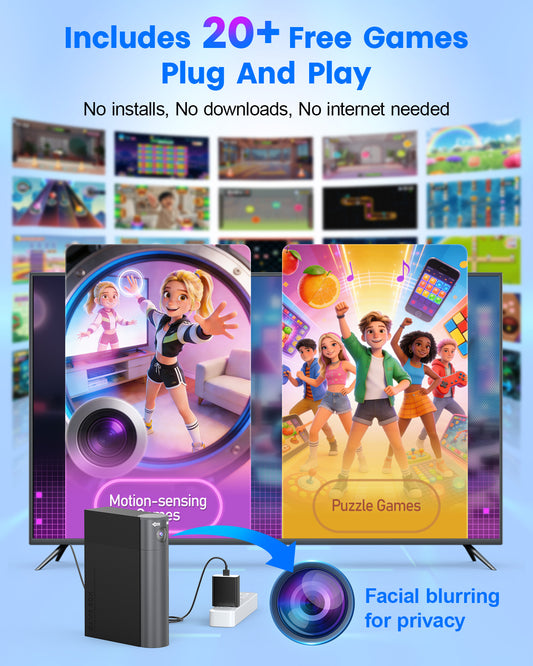 AR Motion Gaming Console for Kids & Families - Plug & Play Video Game System for Indoor Physical Play & Interactive Family Fun. Great for Gifts, Game Nights, Parties, Playtime and Playdates