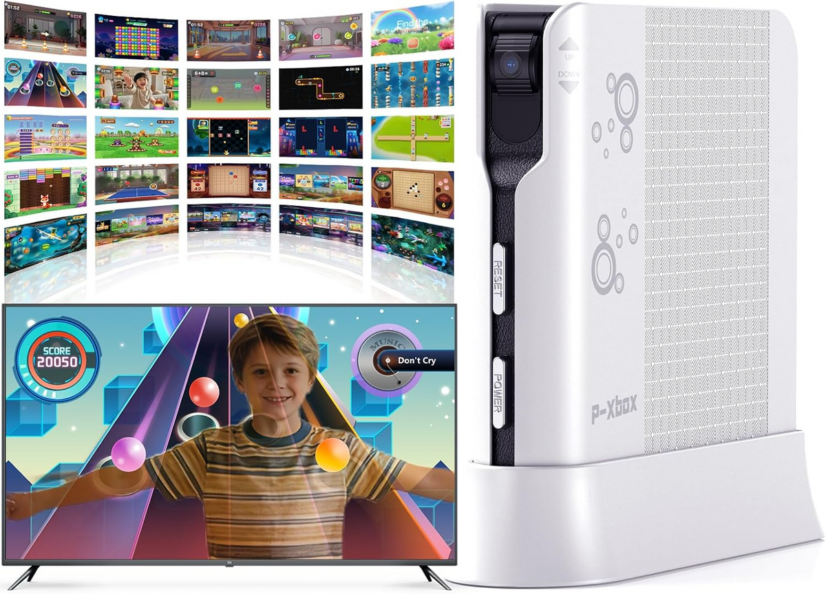 子ども・大人向けARアクションゲーム機、テレビに繋ぐだけですぐ遊べるゲーム – 家族でのゲームナイトや室内での体を動かすインタラクティブな遊びに最適